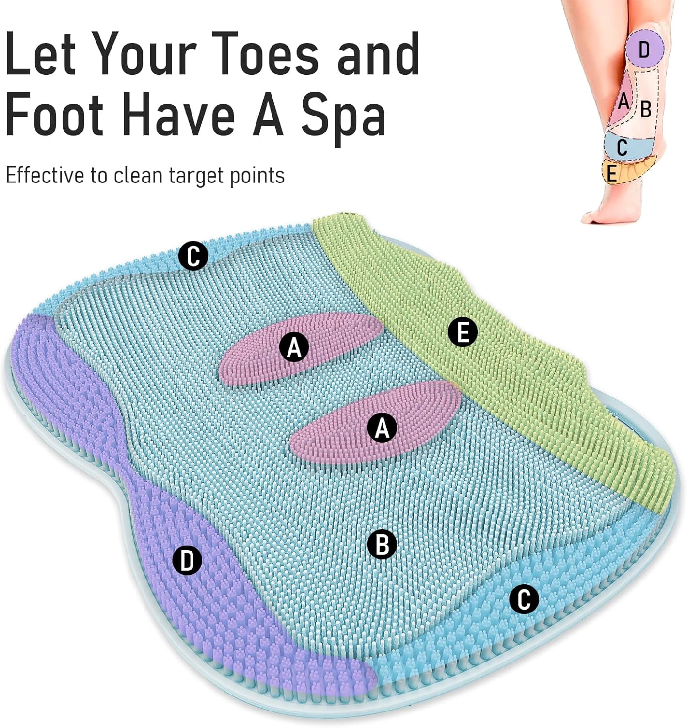 Foot Scrubber Mat Large Feet Scrubber in Shower + Pumice Stone 2 Pack for Shower Floor Bathtub Back Scrubbing Dead Skin Care, Foot Spa Bath 3D Brush Exfoliating Massager Non-Slip Cleaner Pad, Blue