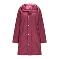 thumbnail image 6 of ZQUUVOU Women's Fall Trench Coat with Hood Zip Up Snap Jacket Mid Length Waterproof Sport Hiking Rain Jacket Hot Pink, 6 of 8
