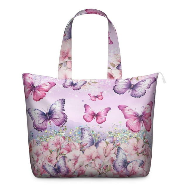 Sac de Voyage Artistique Mignon pour Femmes, Motif Papillon Coloré, Léger avec Imprimé Floral