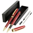 thumbnail image 2 of 2 Pack Luxury Rosewood Pen Sets for Men Gift - Fancy Nice Ballpoint Pens with Black Ink Refills for Signature Executives Business Office, 2 of 10