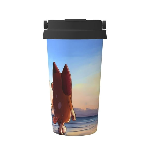 Saiise Bluey Print Travel Coffee Mug 16oz,Insulated Coffee Mug to Go,Reusable Coffee Travel Mug with Seal Lid,Vacuum Stainless Steel Coffee Cups for Hot/Ice Coffee Tea