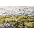 thumbnail image 2 of Ives, Currier and 18x13 Gold Ornate Wood Framed with Double Matting Museum Art Print Titled - Great West, 2 of 4