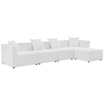 Modway Saybrook Outdoor Patio Upholstered 5-Piece Sectional Sofa in White