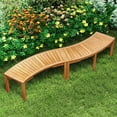 thumbnail image 5 of Spaco 1 Piece Acacia Wood Curved Bench for 2-Person, Bench for Patio, Garden, Backyard, Brown, 5 of 11