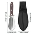 thumbnail image 5 of Hyasfey 4-in-1 Gardening Trowel with Serrated Edge Stainless Steel Cutter with Wood Handle Sheath Multifunctional Trowel for Planting Cutting Camping, 5 of 7