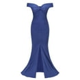 thumbnail image 5 of USSUMA Beach Dresses for Women Casual Summer,Women's Formal Evening Maxi Dress Elegant V Neck Backless Off Shoulder Pleated High Split Gown Cocktail Party Long Dress, 5 of 8