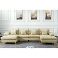 thumbnail image 2 of Resenkos Modern Velvet Fabric Sectional Sofa Sets U Shaped Modular Couch with Chaise Lounge and Ottoman Beige, 2 of 6