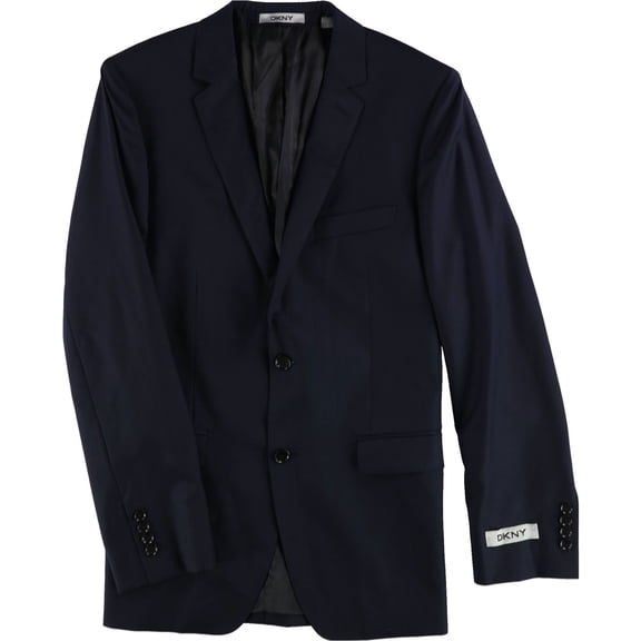 DKNY Mens Slim Two Button Blazer Jacket, Blue, 40 Long