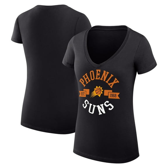 Women's G-III 4Her by Carl Banks Black Phoenix Suns Super-Slim Fit Lightweight Large City Logo V-Neck T-Shirt