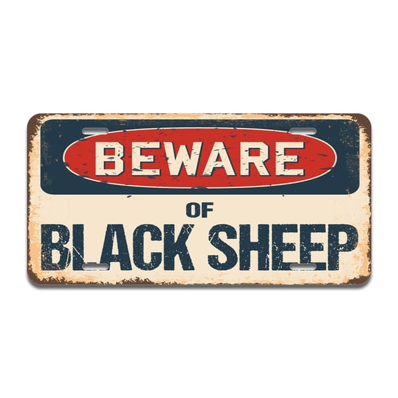 Beware of Black Sheep Aluminum License Plate| License Plate 12" X 6" Fits Any Car, Truck, SUV, RV, or Trailer | Made in The USA