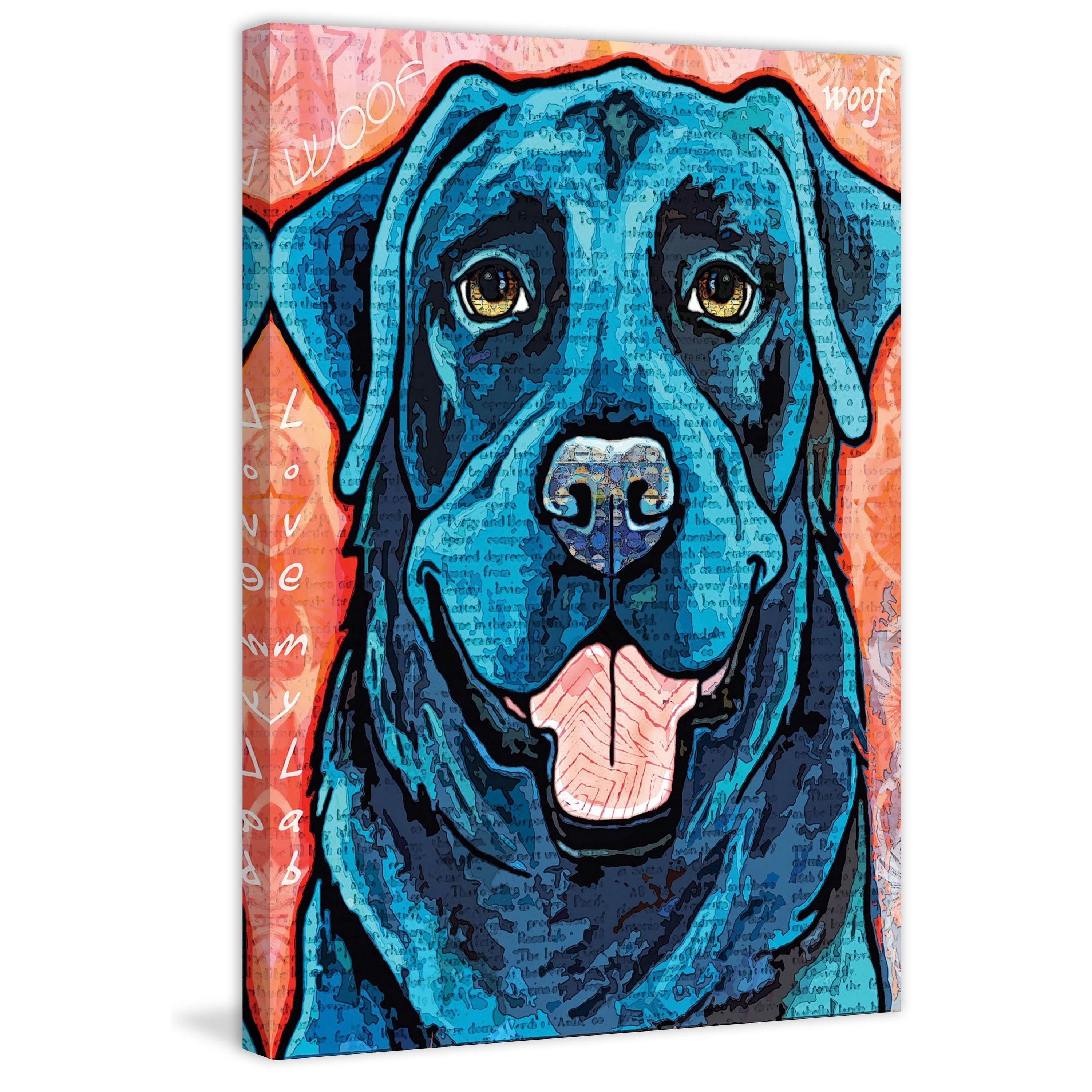 Marmont Hill - "Pop Art Black Lab" by Stephanie Gerace Painting Print on Wrapped Canvas