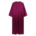 thumbnail image 5 of RongHuan Thobe for Men Casual Short Sleeve Robe Lightweight Striped Embroidered Clothing Round Neck Muslim Robes, 5 of 5
