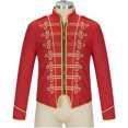 thumbnail image 4 of Herrnalise Jackets for Men Casual Solid Halloween Long Sleeve Stand Collar Steampunk Gothic Blazer Jacket Red, 4 of 8