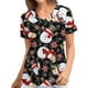 thumbnail image 1 of Puntoco Navidad Moda Mujer Cuello en V Casual Manga corta Impreso Bolsillos Señoras tops Blusa Puntoco Puntoco-5082, 1 of 5