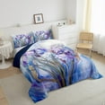 thumbnail image 3 of Manfei Purple Iris 2pcs Bedding Comforter Set,Watercolor Marble Twin Comforter Sets,Gradient Ombre Breathable Bedding Set,Super Cozy Floral Room Decor,Reversible, 3 of 8