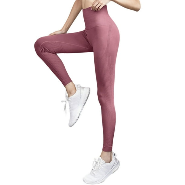 enqiretly Women Yoga Pant Solid Color Replacement Elastic Sweat Absorbent  Bodybuilding Deep Squat Running Leggings Clothing Red M
