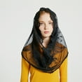 thumbnail image 7 of Penkiiy Lace Mantilla Veils Triangle Lace Veil Catholic Church Veils Infinity Chapel Veil Tulle Scarf Head Covering Latin Mass Black, 7 of 7