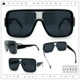 thumbnail image 2 of Oversized Rectangle Racer Shield 80s Plastic Fashion Flat Top Sunglasses All Black, 2 of 8