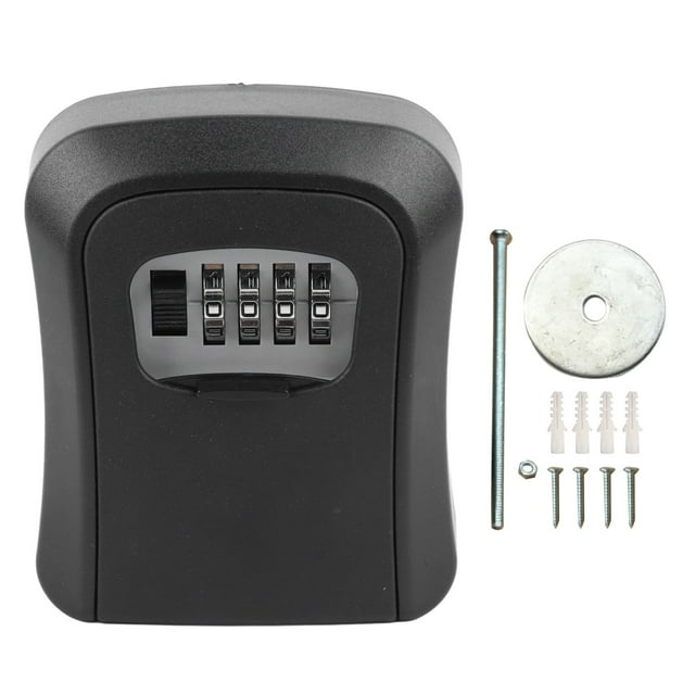 Caja de seguridad con cerradura de combinación para llaves de casa, de gran capacidad, color negro, para montar en la pared