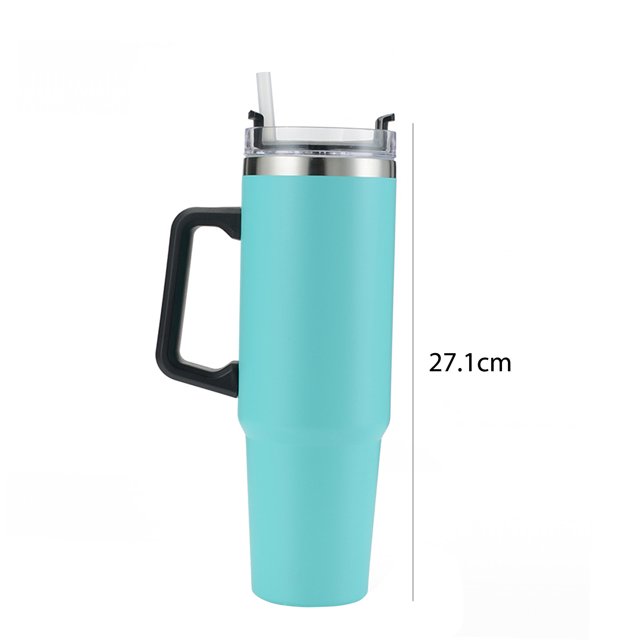 Taza De Aislamiento De Coche Taza de agua para coche de 40 onzas, taza de aislamiento de paja, taza de café para vehículo con asa (verde) Hugtrwg Para Estrenar