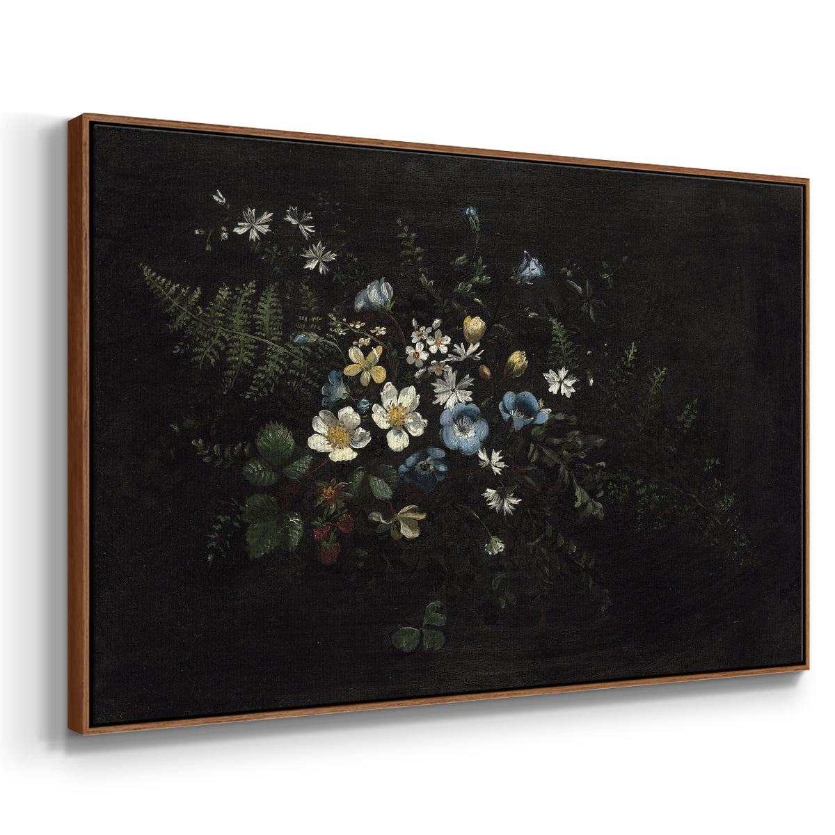 Vintage Botanical Print-XXXV By Wexford Home Framed in Walnut Wood Gallery Wrapped Canvas 27 in. x 41 in.