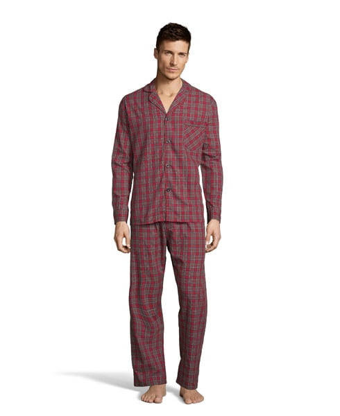 Mens Sleeping Suit Nightwear Pyjama Set 100% Pure Cotton Checked 2Piece Men PJs Set 