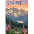 thumbnail image 3 of Banff, Canada - Bear and Spring Flowers - Lantern Press Artwork (16x24 Gallery Wrapped Stretched Canvas), 3 of 8