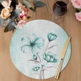 thumbnail image 3 of Turquoise Flowers Round 13 Inch Placemats Set of 2, Farmhouse Gradient Floral Plants HeatResistant Non Slip Place Mats for Dining Table, Wipeable Braided Kitchen Table Mats for Housewarming, 3 of 9