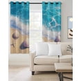 thumbnail image 2 of Coastal Beach Blackout Curtains, Light Blocking Print Window Curtains, Nautical Ocean Starfish Shells Sea Waves Thermal Insulated Window Drapes for Living Room Kitchen Cafe 2 Panels, 104"W x 52"L, 2 of 9
