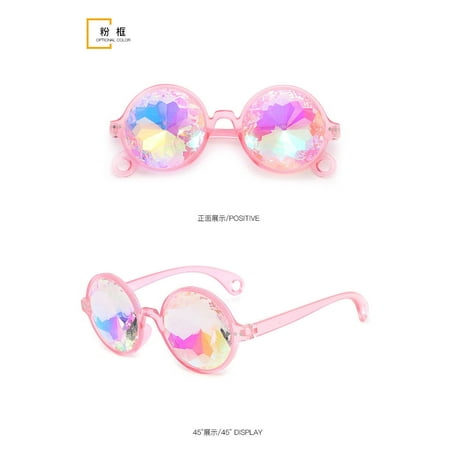 Round Glasses Kaleidoscope Eyewears Crystal Lens Party Rave EDM Sunglasses