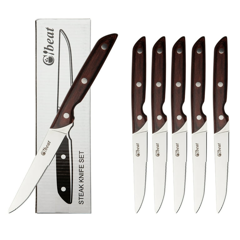 Serrated Steak Knives, Premium Stainless Steel Steak Knife Set