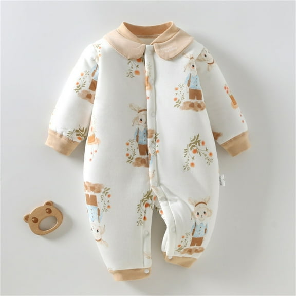 lulshou Baby Romper One Piece Bodysuit Winter Baby Jumpsuit with Cotton Clips Thickened for Both Male and Female Babies Cotton Clothes for Newborns and Winter Cotton Clothes on Clearance