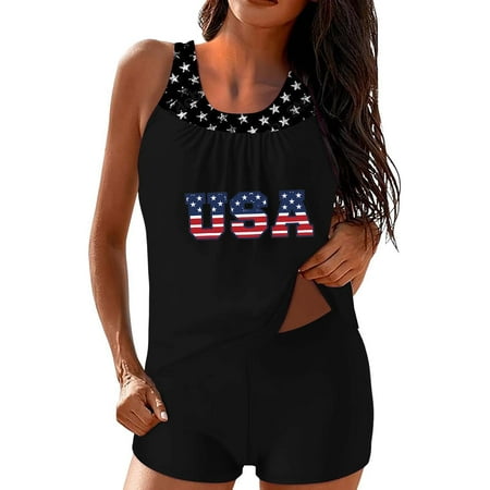 GZWYHT Fourth Of July Bikini Swimsuit Bikini Red White Blue Swimsuit Women Thong Bikini Sets for Women 4th Of July Swimsuits for Women Black XL