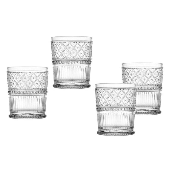 Godinger 12 oz Claro Double Old Fashioned Glasses, Clear - Set of 4