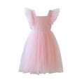 thumbnail image 4 of CAICJ98 Toddler Girls Vintage Party Dress Ruffled Sleeve A-Line Tulle Flower Girl Dresses for Wedding Birthday Pink,3-4 Years, 4 of 5