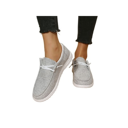 

Daeful Womens Casual Sneakers Breathable Canvas Shoe Slip On Walking Shoes Round Toe Lightweight Flats Women Comfortable Loafers Beige 6.5