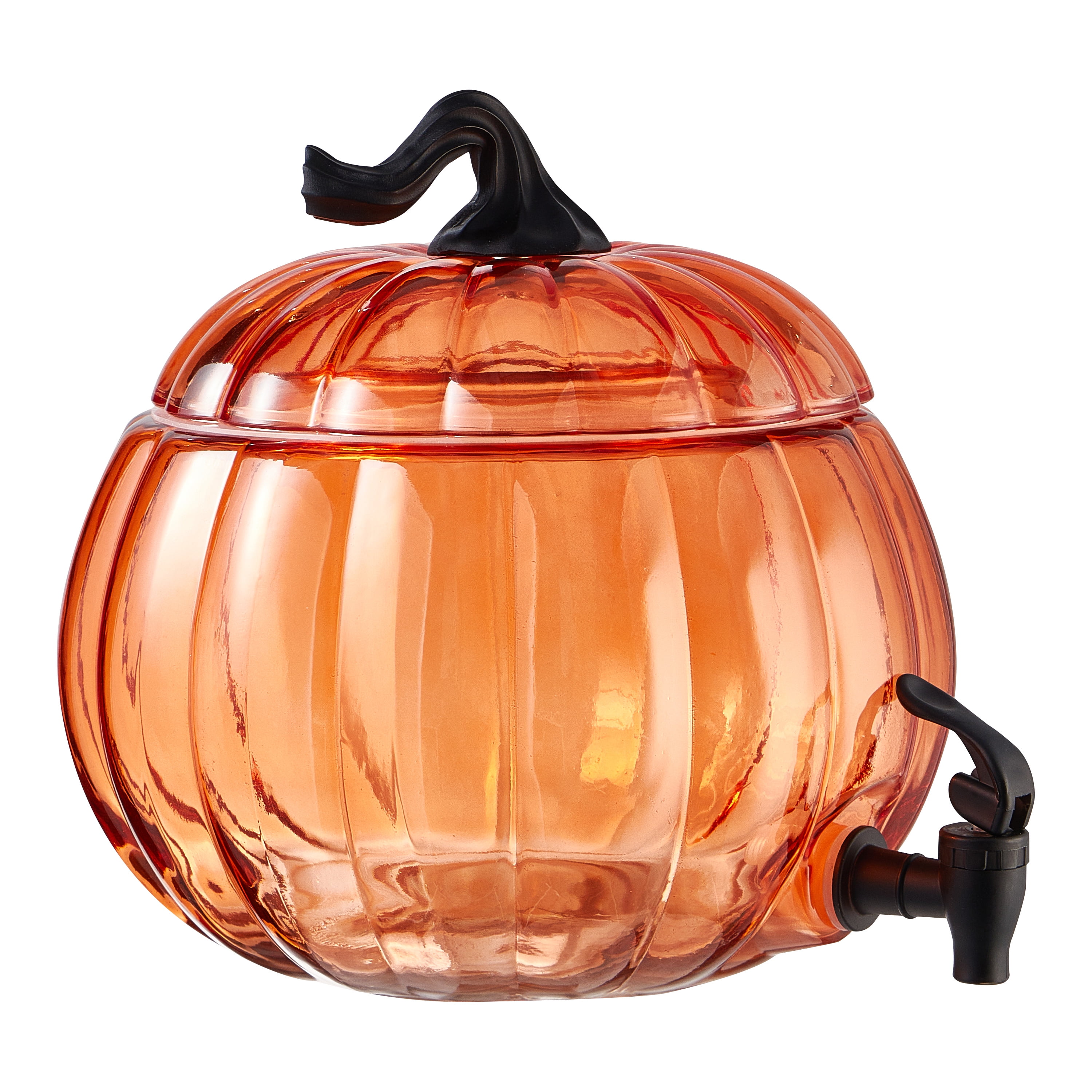 (2 pack) Way To Celebrate 1.5 Gal Orange Pumpkin Glass Beverage Dispenser