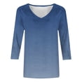 thumbnail image 7 of Tqcoqu Women's V Neck Tunic Tops,3/4 Sleeve Gradient Print Casual Loose Daily Wear Tops,Navy Women's S-XXL, 7 of 7