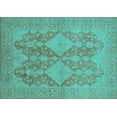 thumbnail image 1 of Ahgly Company Machine Washable Indoor Rectangle Oriental Turquoise Blue Industrial Area Rugs, 2' x 4', 1 of 4