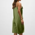 thumbnail image 5 of LADIGASU Women's Solid Color Loose Sleeveless Pocket Wide Leg Shorts Jumpsuit Overalls, 5 of 7