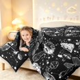 thumbnail image 3 of Homewish Goth Plant Mushrooms Queen Comforter Set,Botanical Fungi Comforter Sets Queen,Gray Black,Black Reversible,3 Pieces,1 Comforter and 2 Pillowcases, 3 of 7