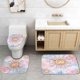 thumbnail image 5 of Juego de 4 cortinas de ducha con diseño de polilla verde, mariposa, fase lunar, planta, botánica, floral, seta, decoración celestial para baño, cortina de ducha de tela negra impermeable, alfombrilla, 5 of 7