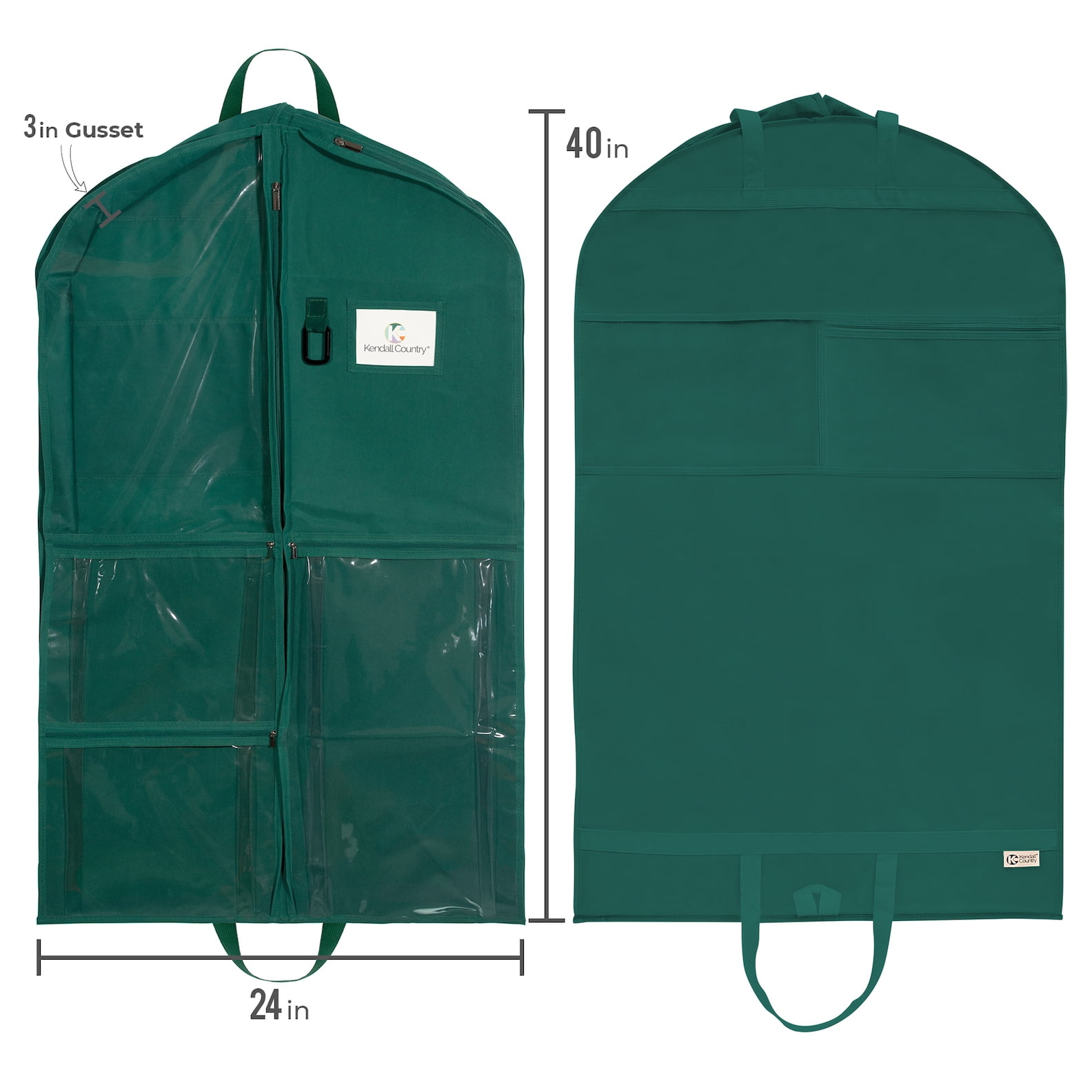 Kendall Country Dance Garment Bag Costume Organizer for Dancers, Beauty Pageants, Sports, Gymnasts, Figure Skaters, Travel and more - Forest Green 40 inch Long
