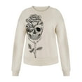 thumbnail image 2 of Women's Halloween Sweatshirts Skull Graphic Long Sleeve Loose Fit Pullover Gothic Fall Casual Tops, 2 of 4