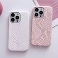 thumbnail image 2 of Funda de teléfono de silicona suave con textura de serpiente elegante y lujosa para iPhone 11 12 13 14 15 16 Pro MAX Plus X XS XR 8 Funda blanca y rosa, 2 of 5