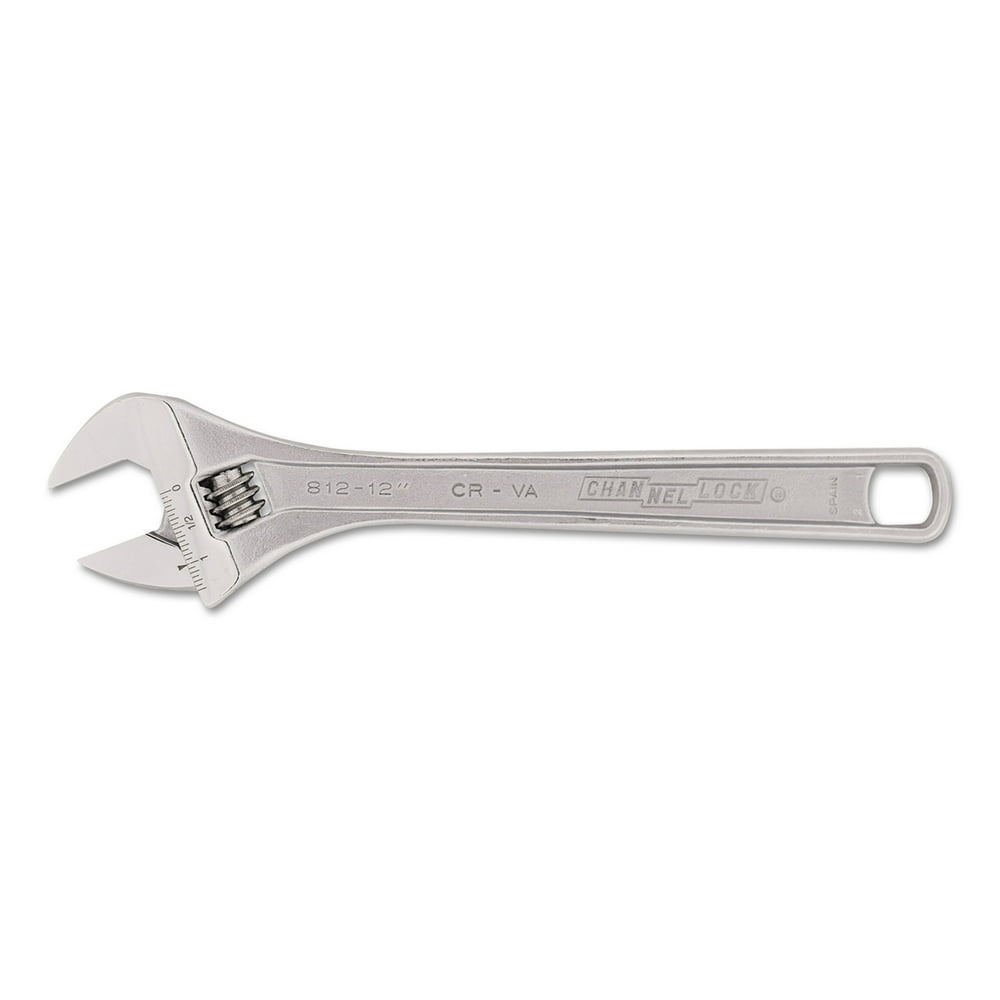 Channellock Adjustable Wrenches, 12 in Long, 1 1/2 in Opening, Chrome
