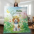 thumbnail image 2 of Beagle Hello Spring Time Flower Floral Nature Quilt Blanket Beagles Dog Lover Gifts Idea Cozy Comforter Throw Blanket - 02031, 2 of 5