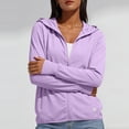 thumbnail image 7 of Women's Cool Feeling UPF 50+ Sun Protection Hoodie Regular Fit Solid Color Hooded Long Sleeve Lightweight Breathable UV Coat for Casual Outdoor Purple M, 7 of 7