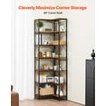 thumbnail image 2 of VEVOR 7 Tier Corner Bookshelf, 79" Tall Corner Bookcase with Heavy Duty Metal Frame & Wooden Shelves, Industrial Reversible L Shaped Corner Display Shelf for Bedroom, Living Room, Office, 2 of 9