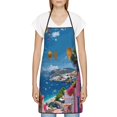 thumbnail image 3 of Fuzoiu Colorful Mediterranean Village Print Kitchen Cooking Aprons,Kitchen Cooking BBQ Aprons,Chef Apron with 2 Pockets for Men Women,Art Aprons for Painting Pottery Ceramics, 3 of 7